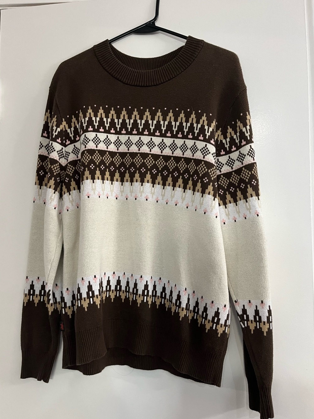 Vans x Justin Henry Fair Isle Sweater Men's Medium Brown Cream Knit Rare
